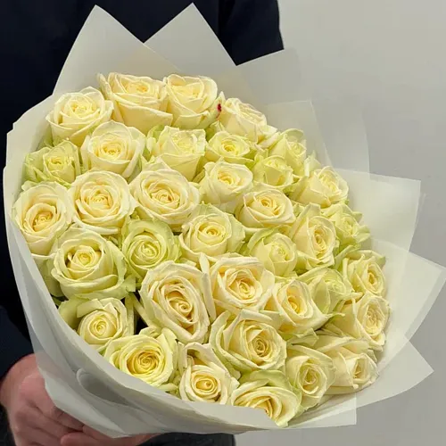 Белая роза 35 шт