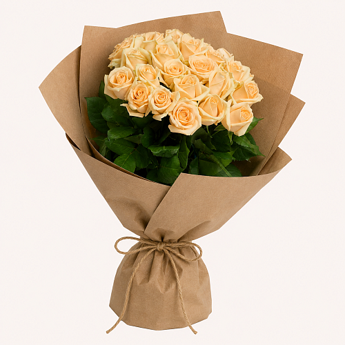 Кремовая роза 25 шт